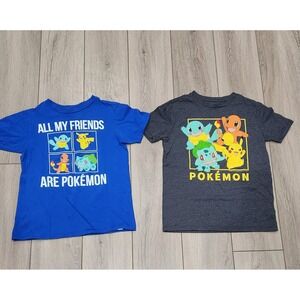 Pokemon Graphic T-Shirts Lot of 2 Pikachu Charmander Kids Size L 10-12